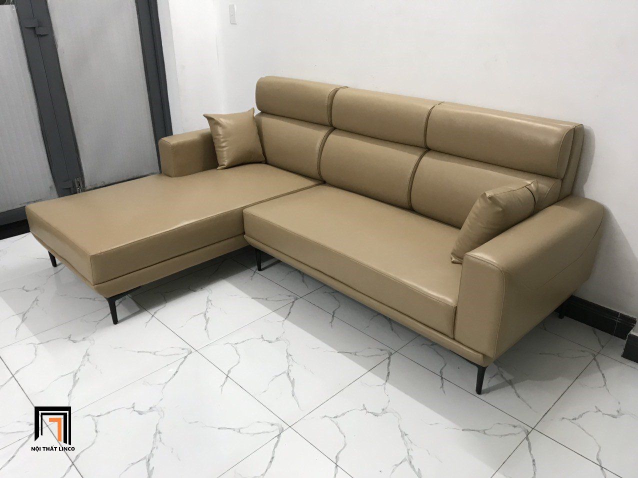 Bộ ghế sofa góc phòng khách GT230 Gangi 2m4 x 1m6 màu sữa