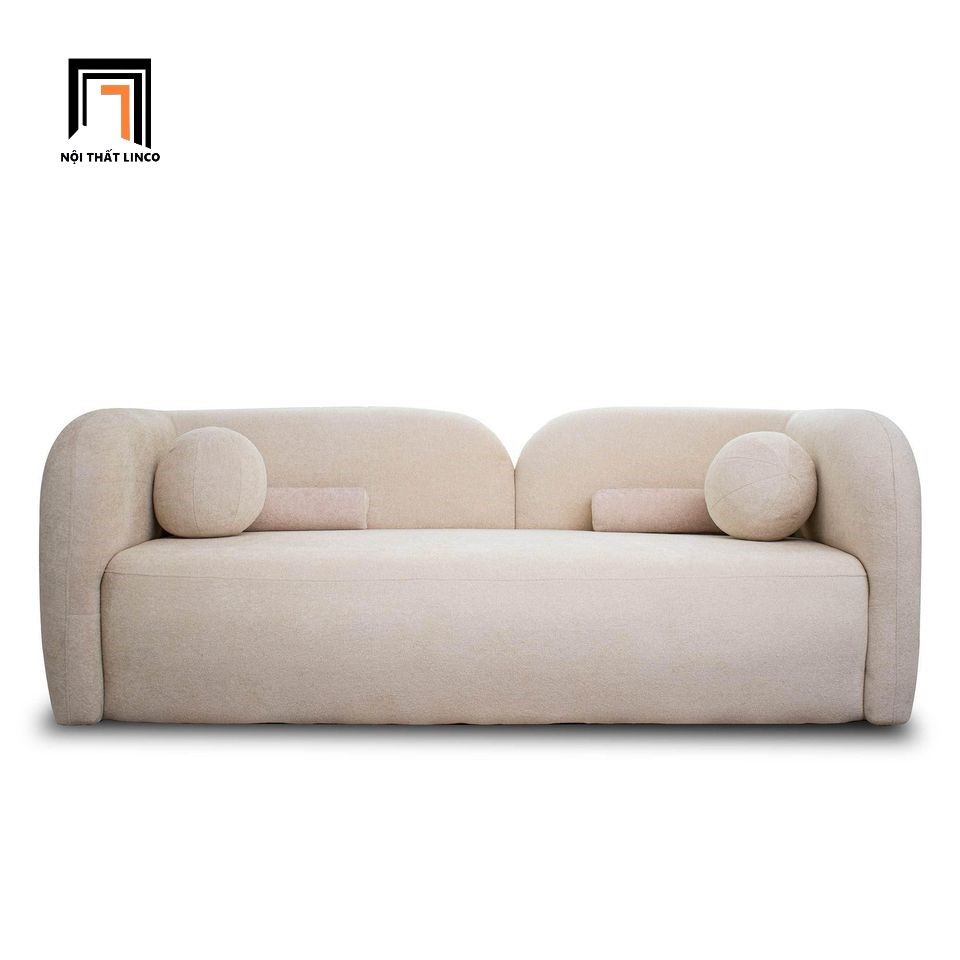 Ghế sofa văng cong shop tiệm BT262 Utah dài 2m vải nỉ màu kem