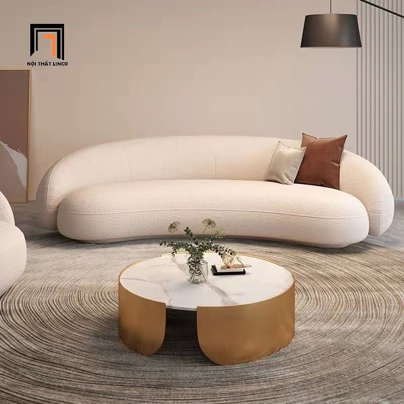 Bộ ghế sofa văng cong cho shop tiệm KT102 Gracias vải lông cừu