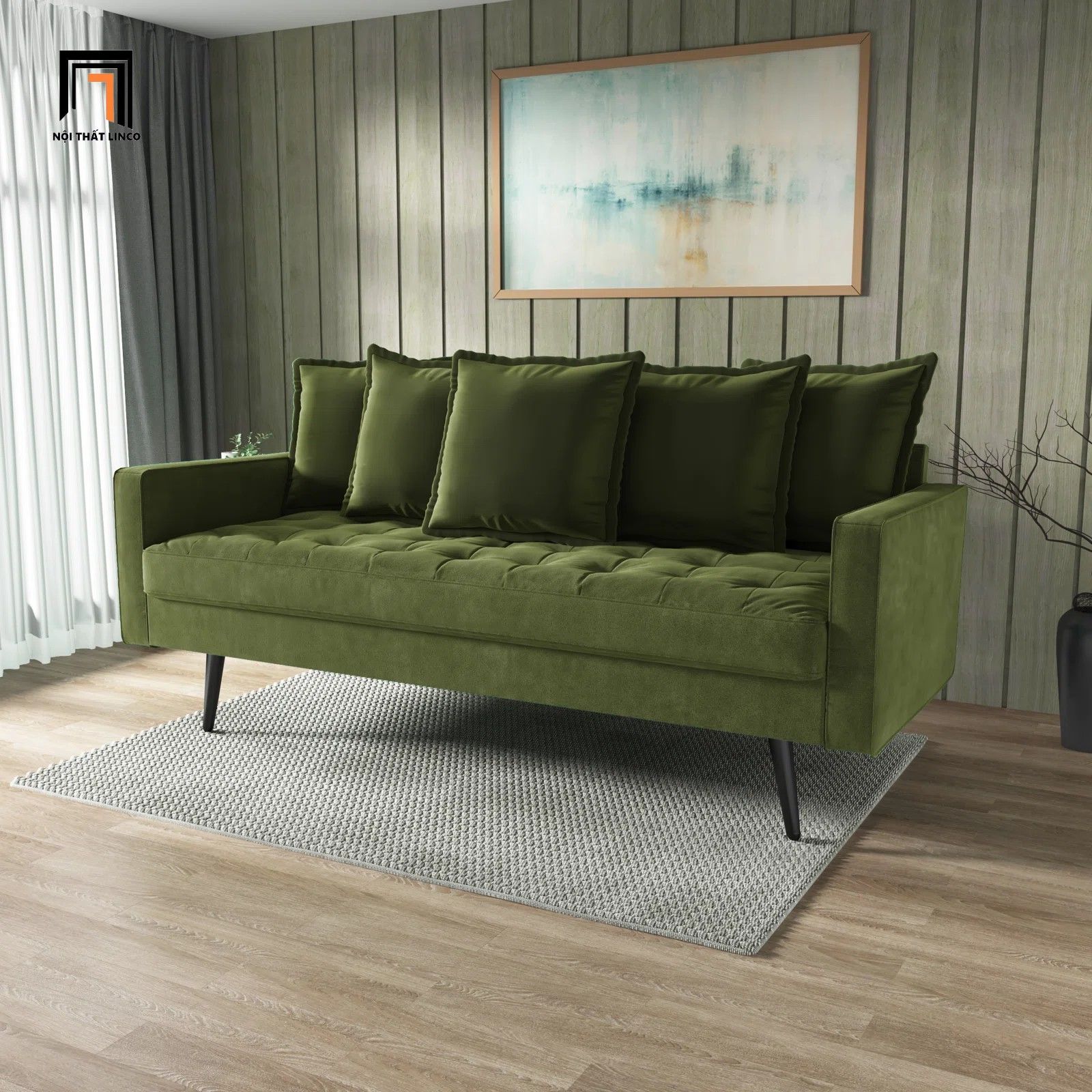 Ghế sofa băng BT160 Atonuci dài 1m9 vải nhung nỉ đẹp