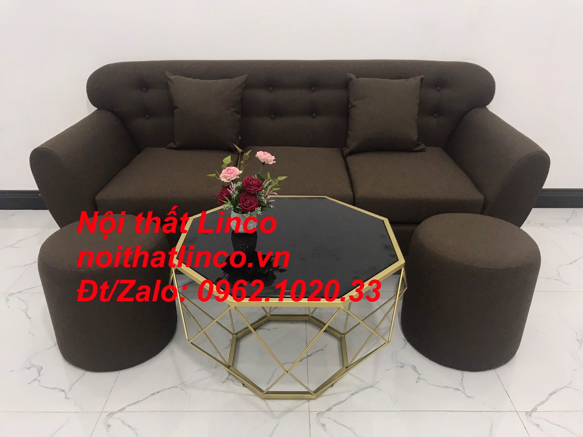 Bộ bàn ghế sofa băng giá rẻ | Sofa màu nâu cafe | Nội thất Linco Tphcm