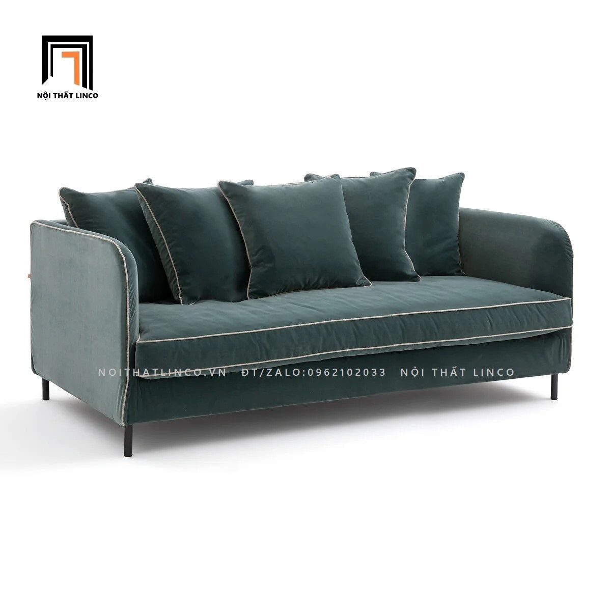 Sofa băng chạy viền trắng BT95 Hoek 2m màu xanh đen