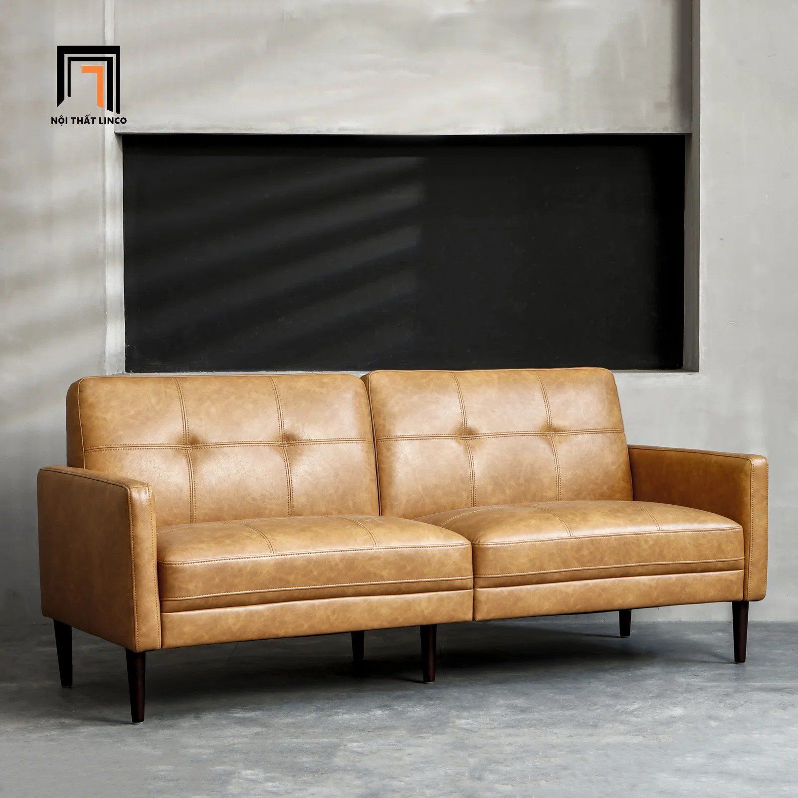 Ghế sofa giường bọc da xám 1m9 GB108 Bharati cho văn phòng