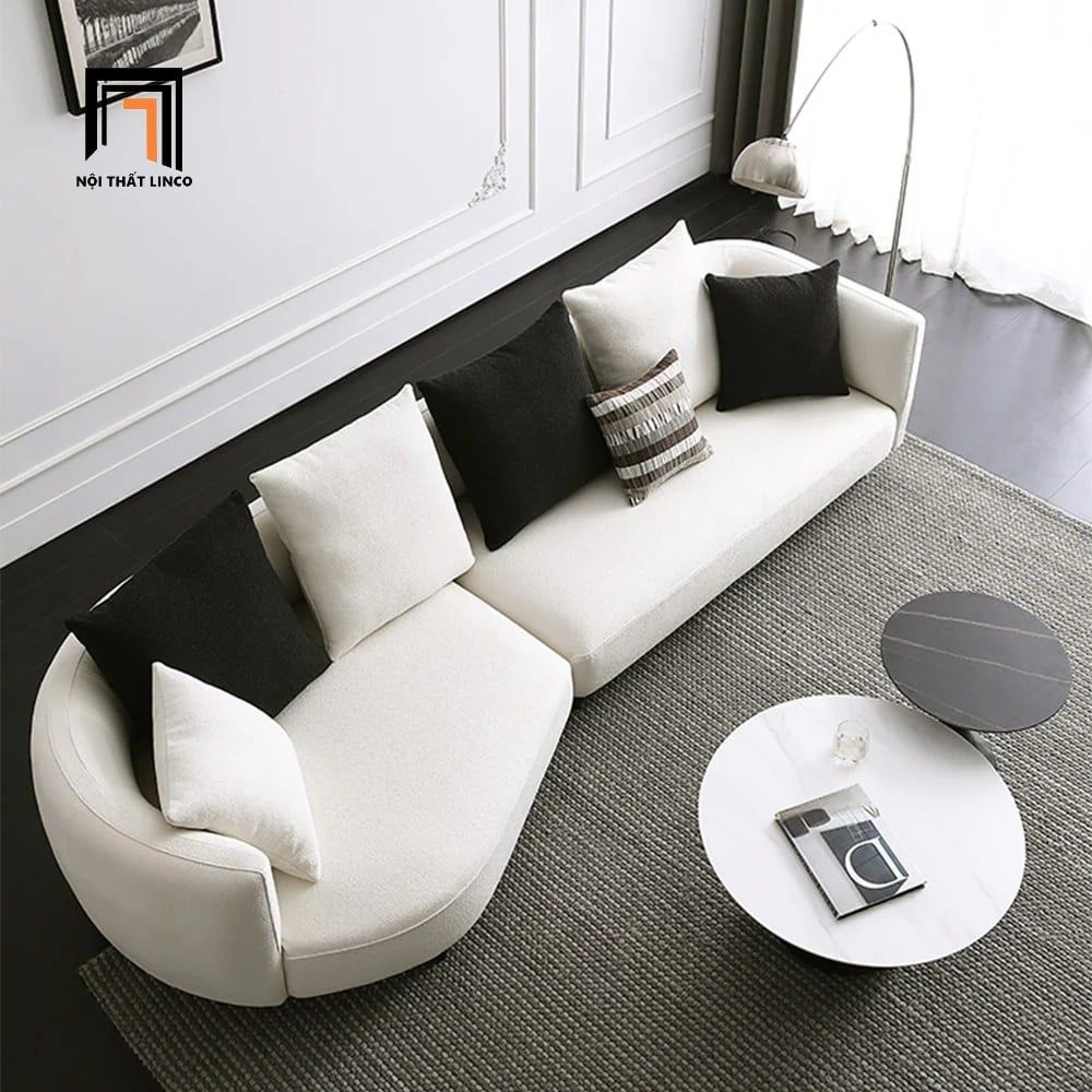 Ghế sofa băng cong dài 2m5 BT327 Tino màu xám trắng đẹp
