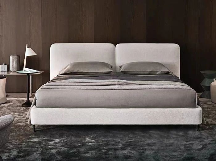 Giường ngủ xinh xắn dài 1m6 x 2m GN74 Bagos xám trắng vải nhung