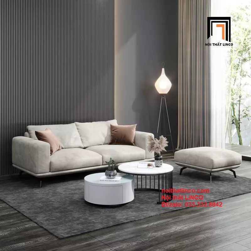 Bộ ghế sofa băng phòng khách sang trọng BT26 Shapy xám trắng