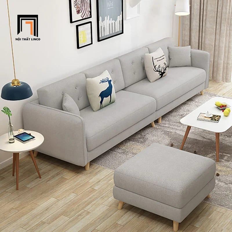 Bộ ghế sofa văn phòng nhỏ tiếp khách KT92 Hanna màu xám ghi trắng