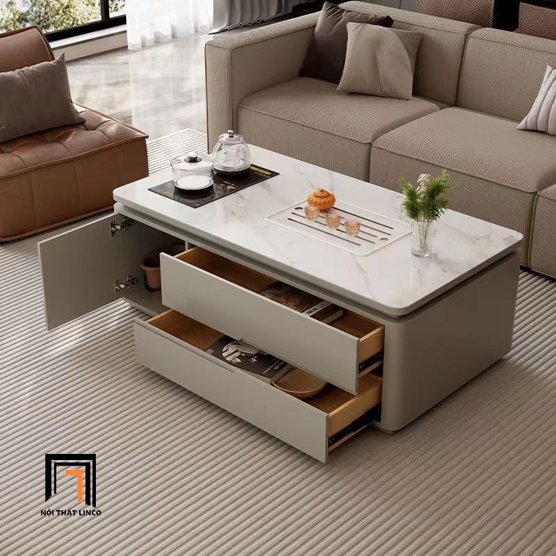 Bàn sofa chữ nhật hiện đại BSF98 Altamont 1m mặt đá trắng