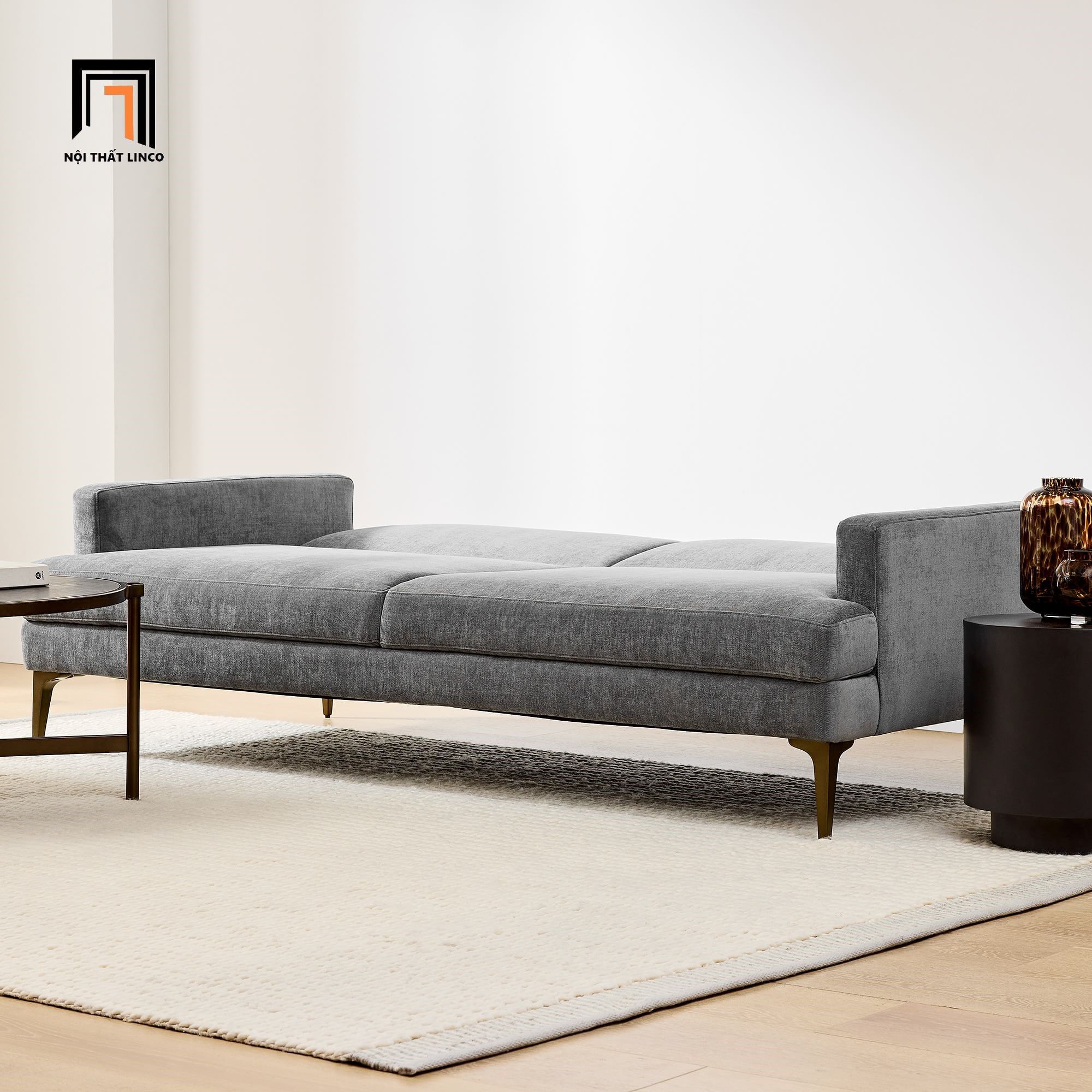 Ghế sofa giường nằm GB12 Andes 2m màu xám lông chuột