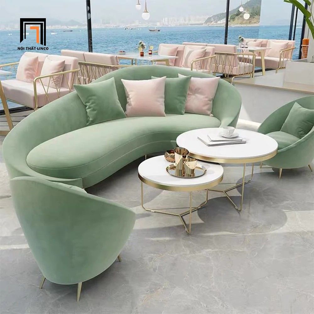 Bộ ghế sofa hạt đầu KT57 Simpson vải nhung nỉ đẹp