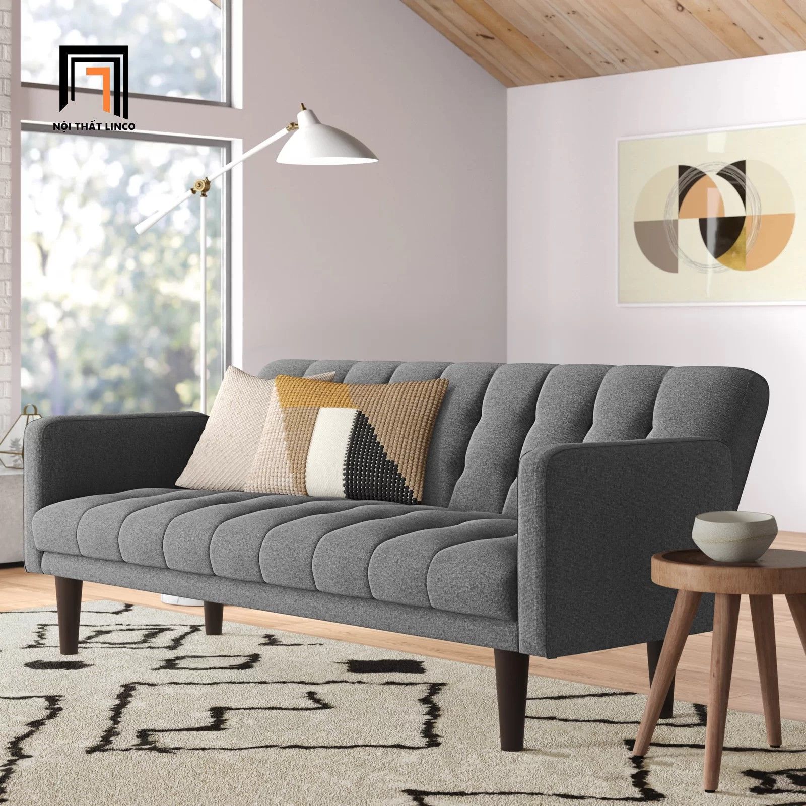 Ghế sofa giường gấp gọn dài 2m GB76 Batrie màu xám giá rẻ