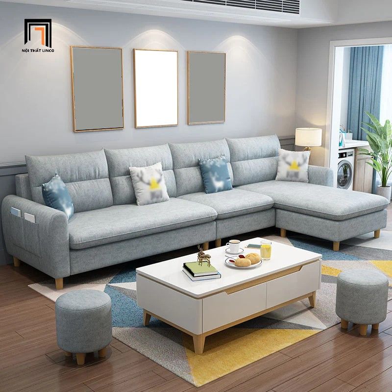 Bộ ghế sofa góc L vải nỉ GT119 Anahem 2m8 x 1m5 giá rẻ