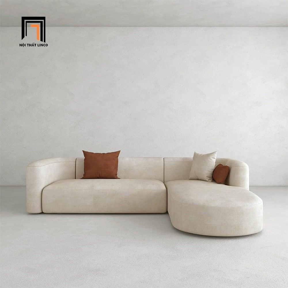 Bộ ghế sofa góc kiểu dáng cong GT262 Schoer 2m2 x 1m6 da nâu