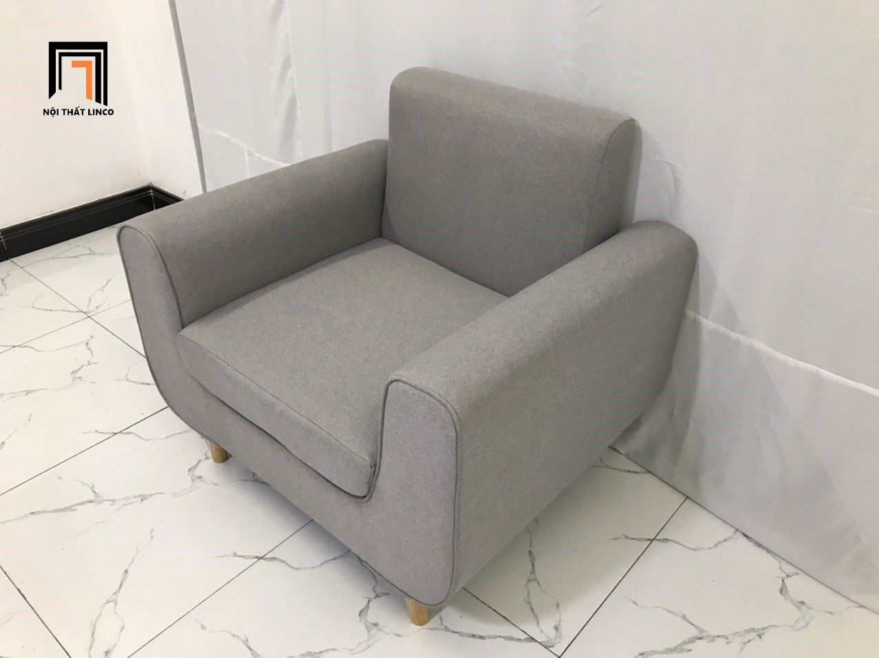 Ghế sofa đơn màu xám ghi NS04 cho phòng khách giá rẻ