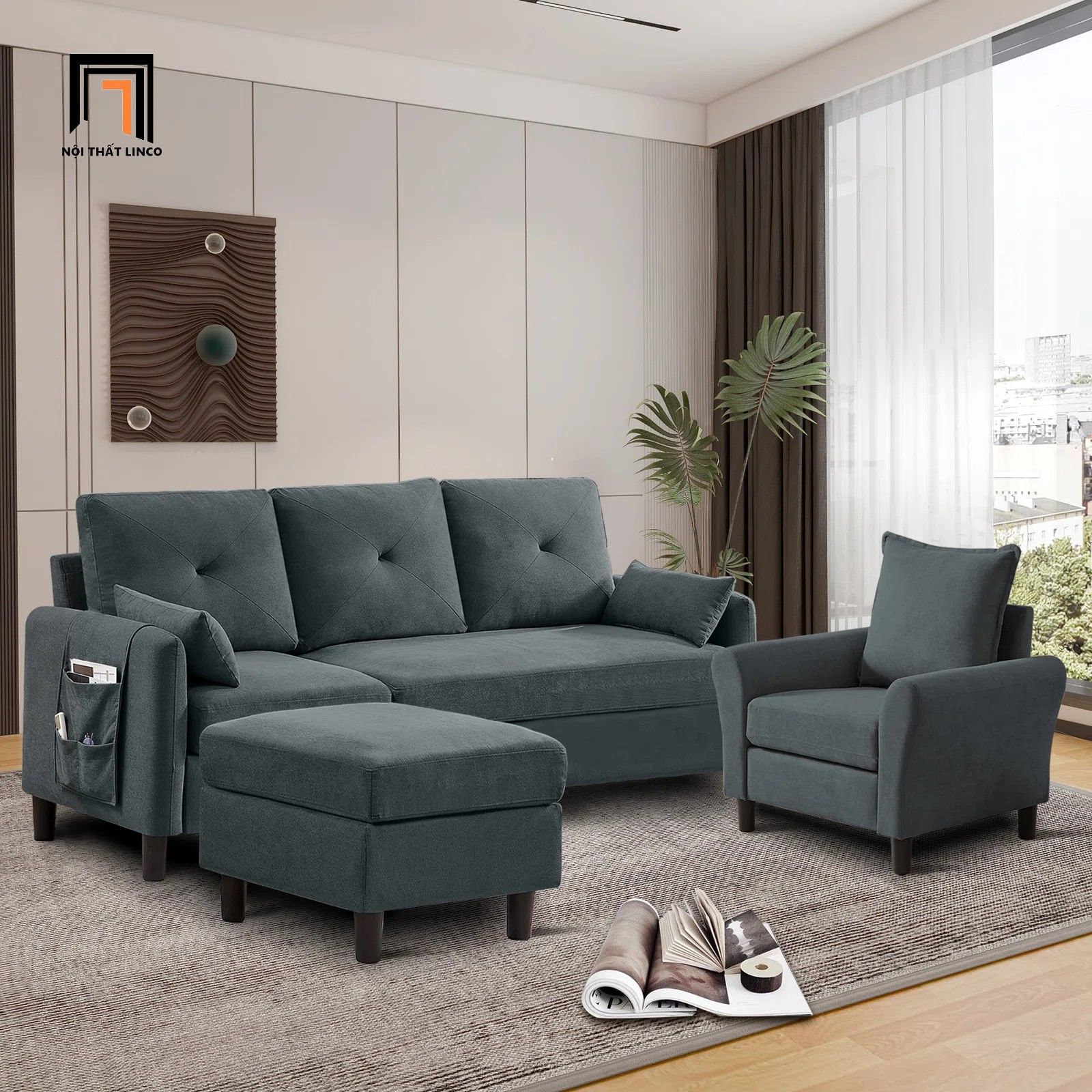 Bộ ghế sofa gia đình vải nỉ KT126 Penelopa giá rẻ xinh xắn