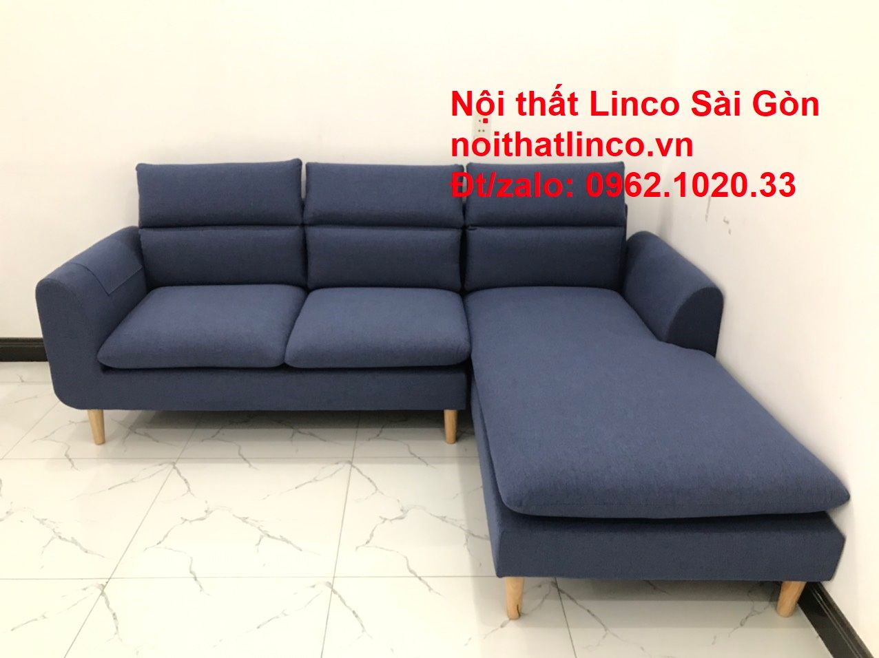 Bộ bàn ghế sofa góc | Sofa góc chữ L xanh đậm giá rẻ đẹp phòng khách | Nội thất Linco Tphcm