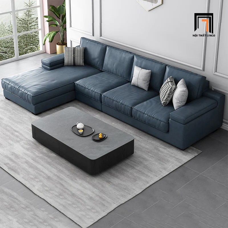 Bộ ghế sofa góc chữ L GT159 Kansas 3m x 1m6 da Pu màu cam