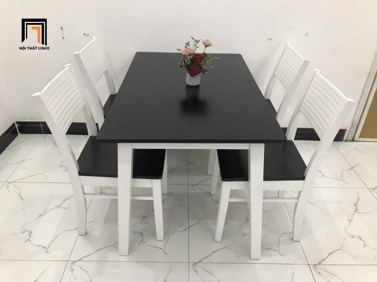 Bộ bàn ăn 4 ghế gỗ 4-KH4-G7-B108-dentrang sang trọng