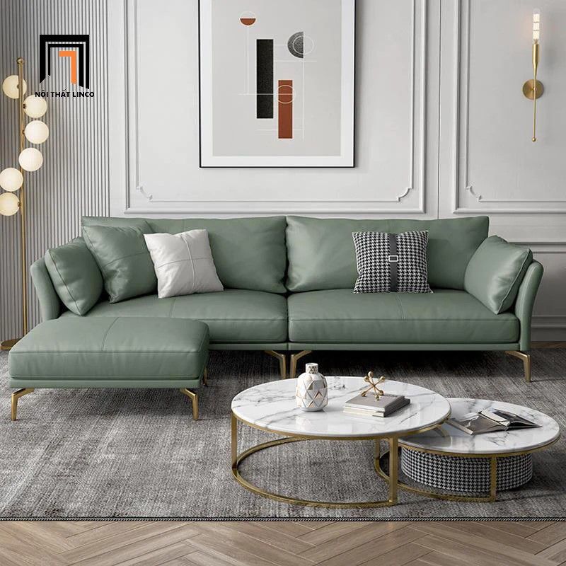 Bộ ghế sofa phòng khách hiện đại KT87 Tipton bọc da giả