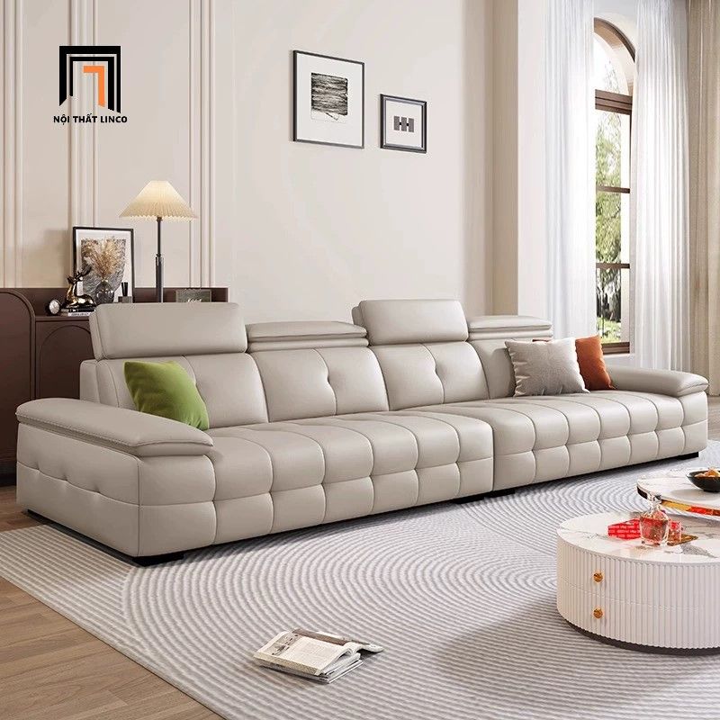 Sofa góc chữ L GT261 Palo 3m x 1m6 da công nghiệp xám trắng