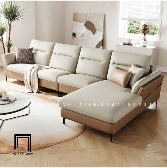 Bộ ghế sofa góc L 3m x 1m6 da công nghiệp GT35 Mixseti phòng lớn