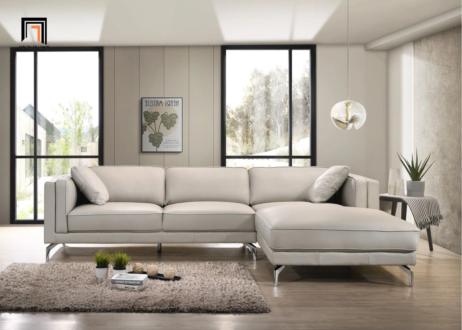 Ghế sofa góc chữ L GT103 2m4 x 1m6 da Pu cho phòng khách