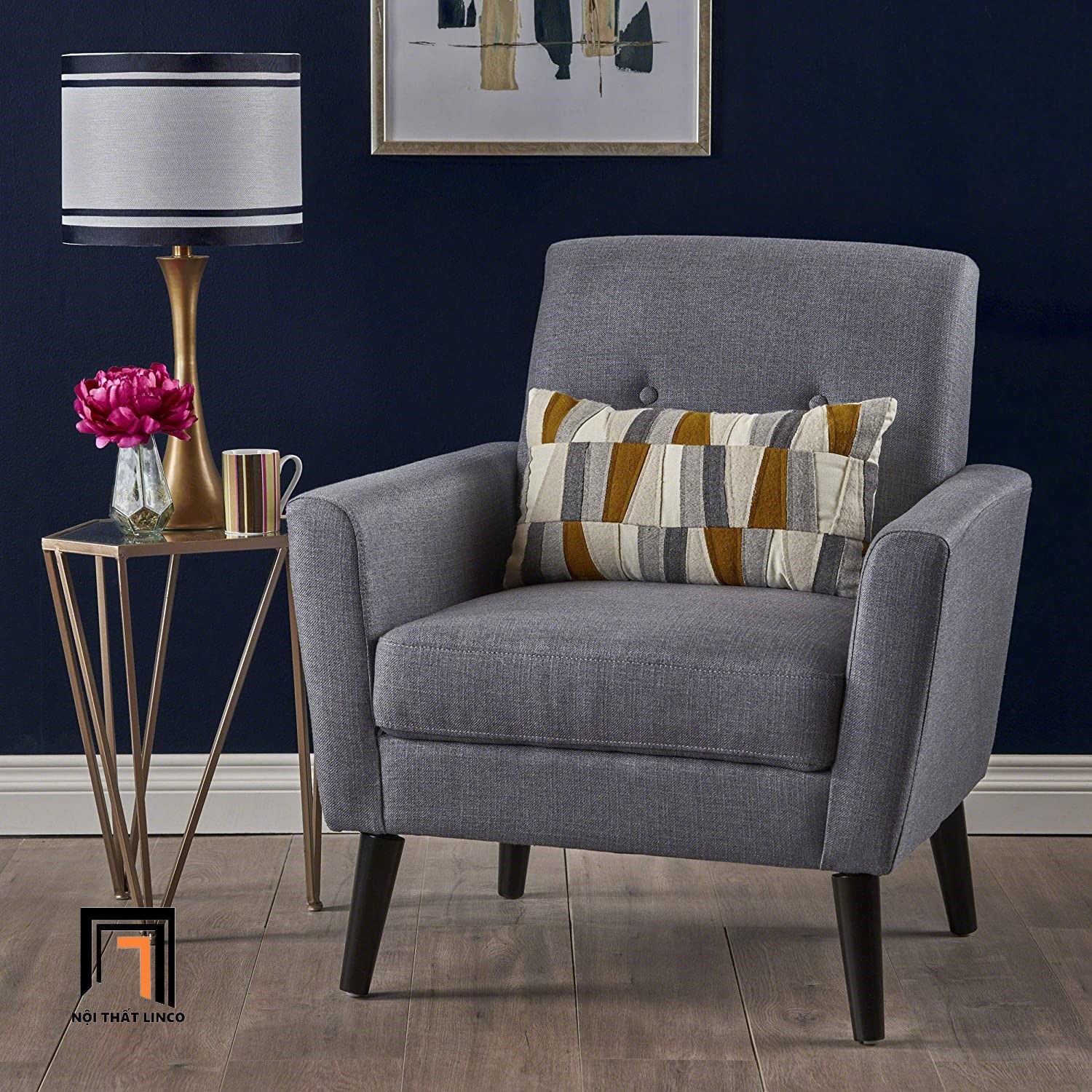 Ghế sofa đơn nhỏ xinh DT28 Hamton màu xám đen