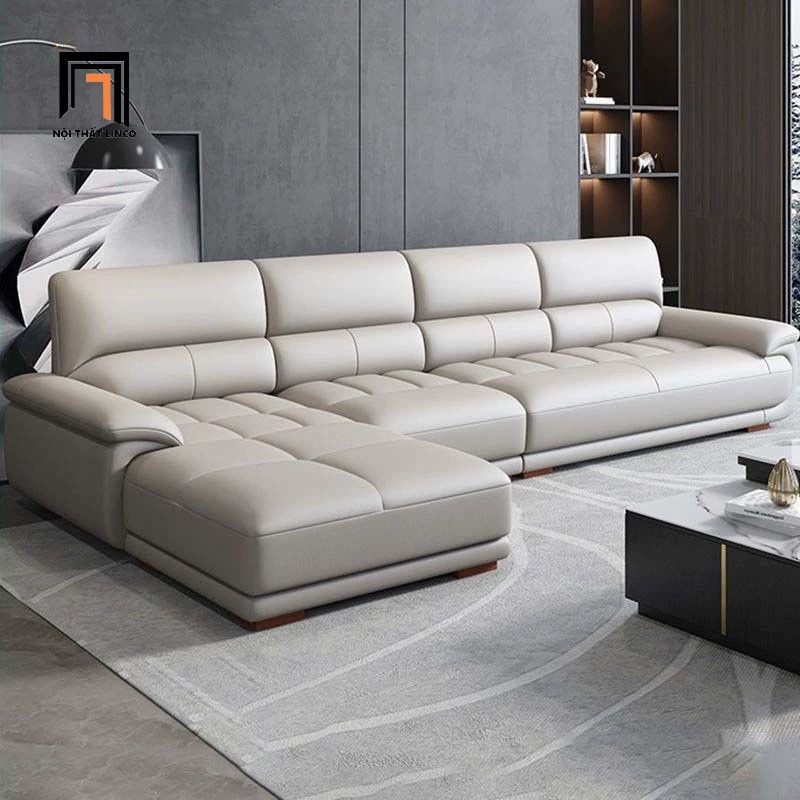 Sofa góc chữ L da giả xám trắng GT264 Genola 3m x 1m6 cao cấp