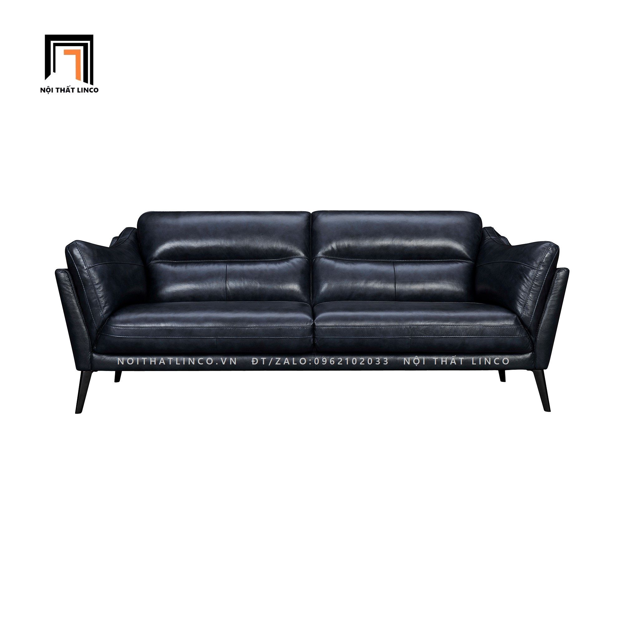 Ghế sofa băng xanh đen BT133 Franz da công nghiệp sang trọng