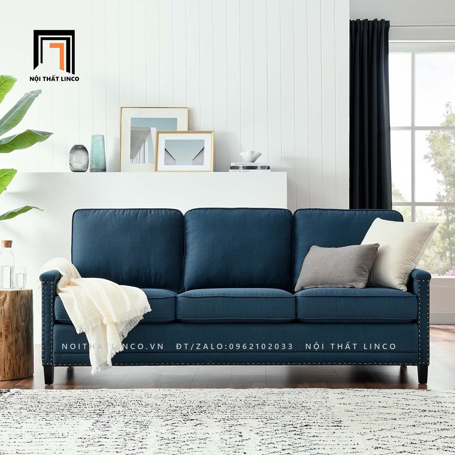 Ghế sofa băng dài 2m đính nút BT107 Ashton sang trọng