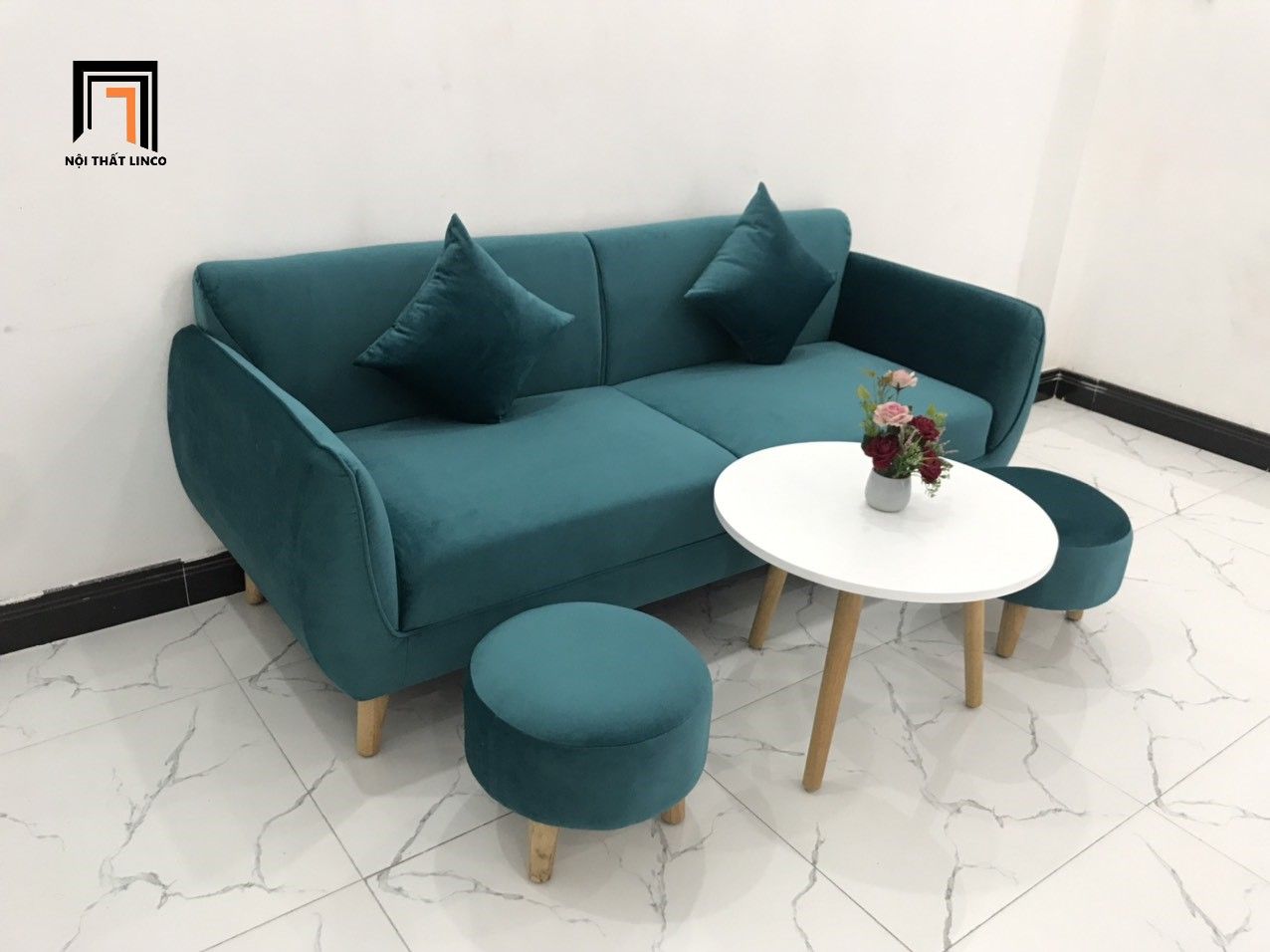 Bộ ghế salon sopha băng xanh cổ vịt giá rẻ BB dài 1m9 giá rẻ