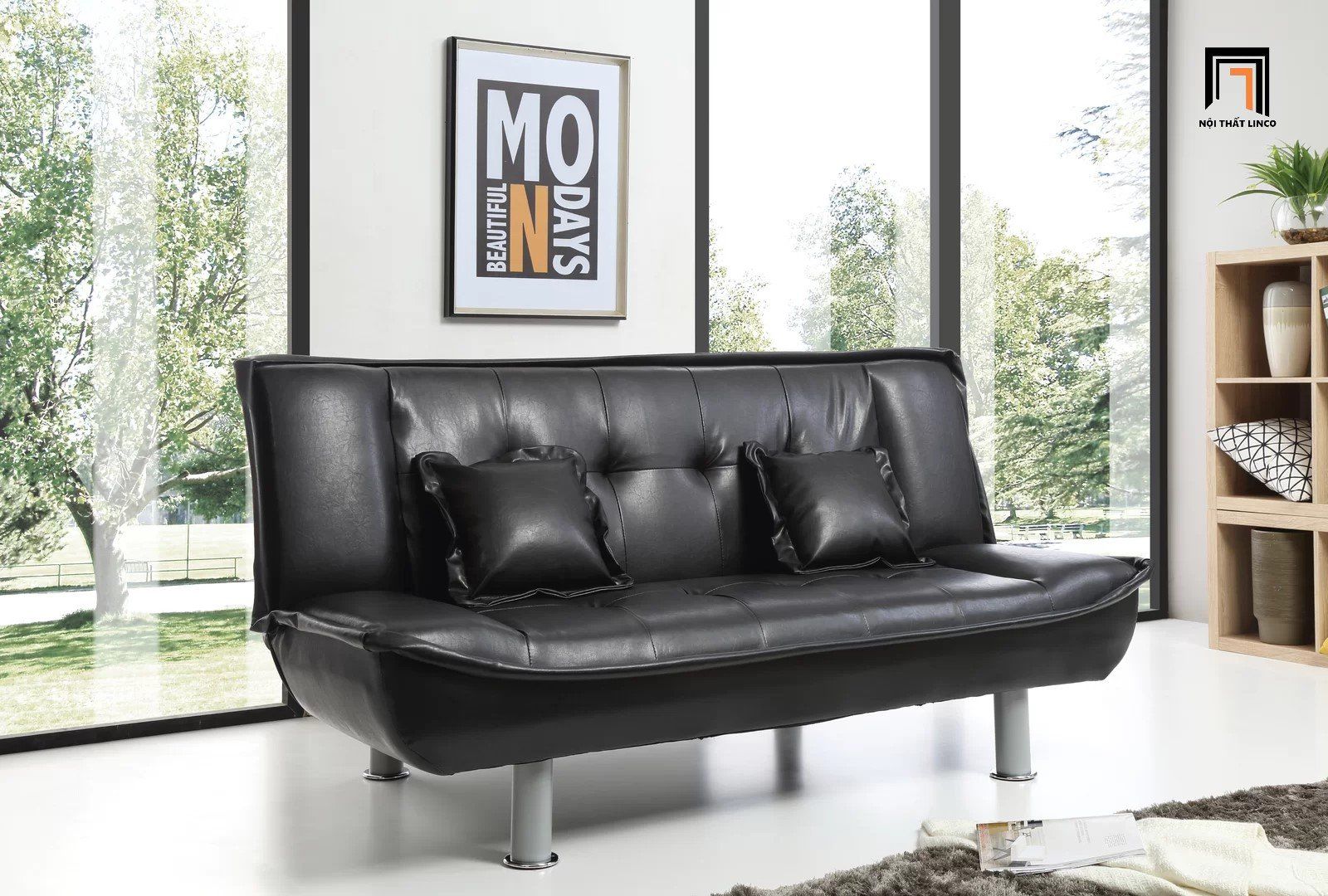 Sofa giường gấp gọn GB99 Astral 1m7 nhỏ gọn da công nghiệp