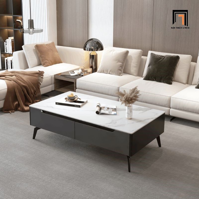 Bàn sofa hình chữ nhật 1m x 50 BSF36 Camel mặt đá có hộc kéo