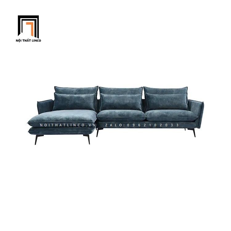 Bộ ghế sofa góc L 2m4 x 1m6 GT33-Heemor vải nhung nỉ đẹp