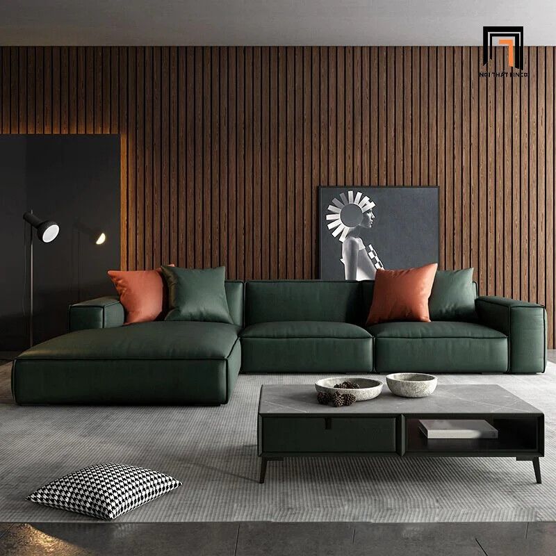 Bộ ghế sofa góc cao cấp GT105 Perry da giả 2m75 x 1m7