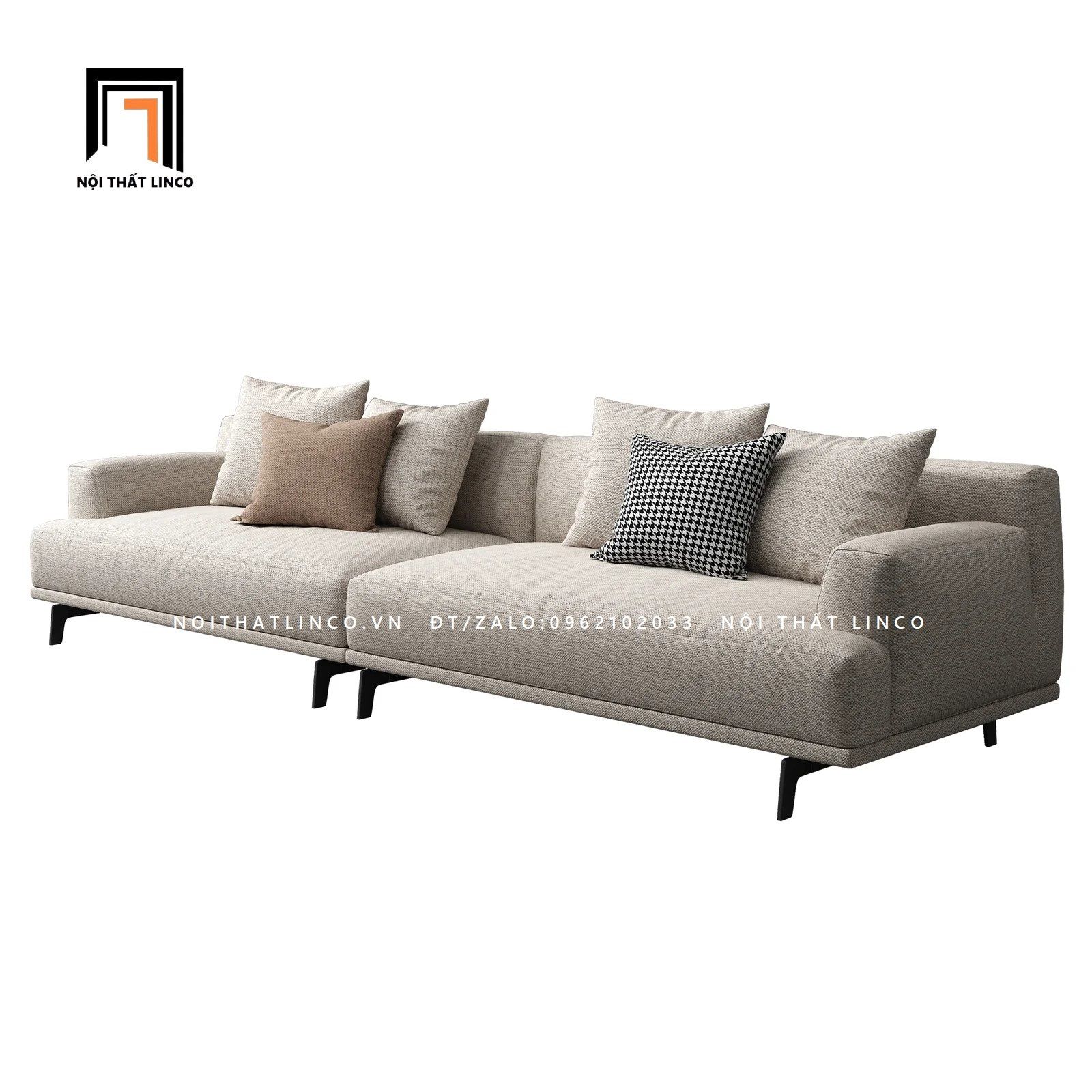 Ghế sofa băng màu xám trắng BT64 Orren vải bố nỉ