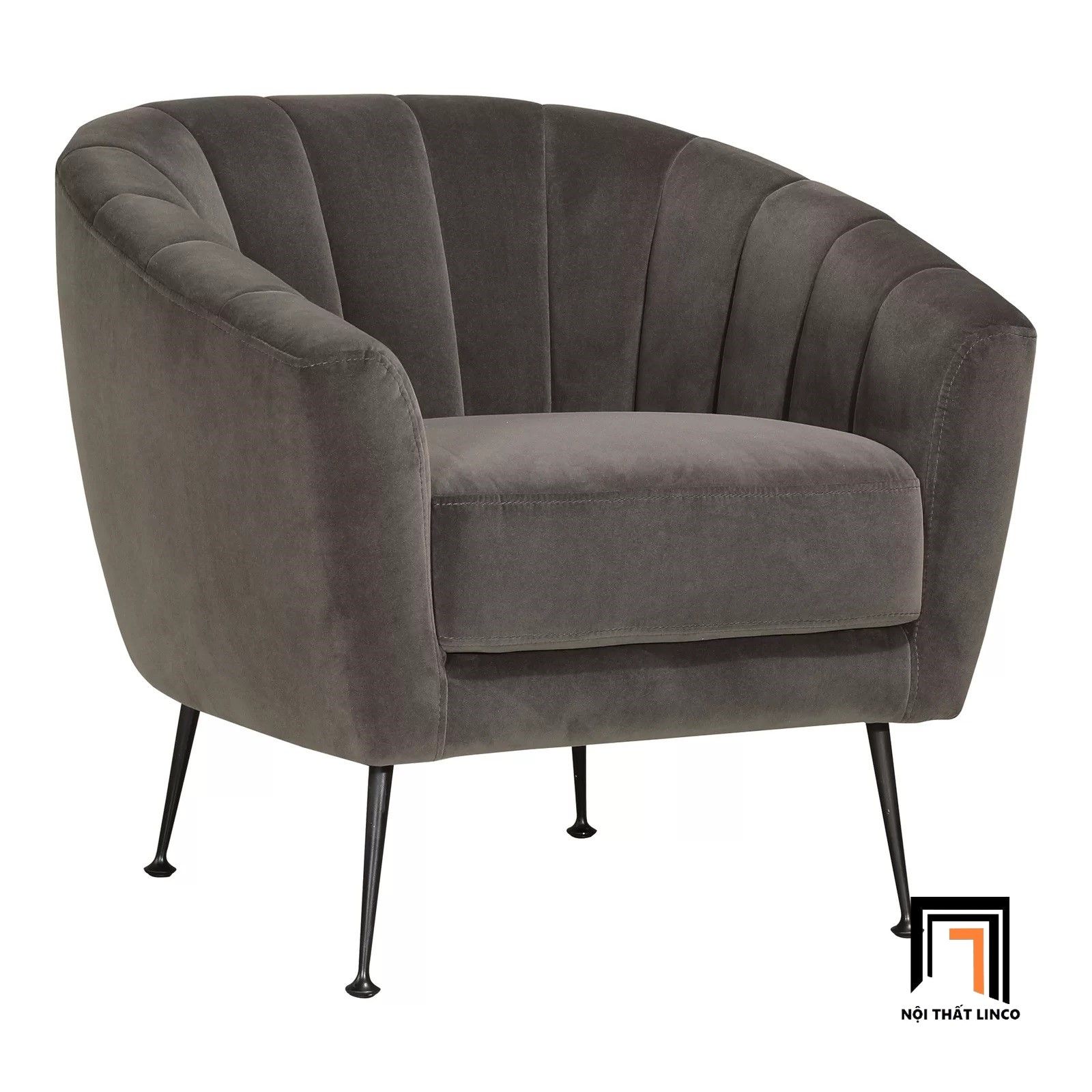 Ghế sofa đơn nhỏ gọn DT34 Aretha vải nhung màu nâu