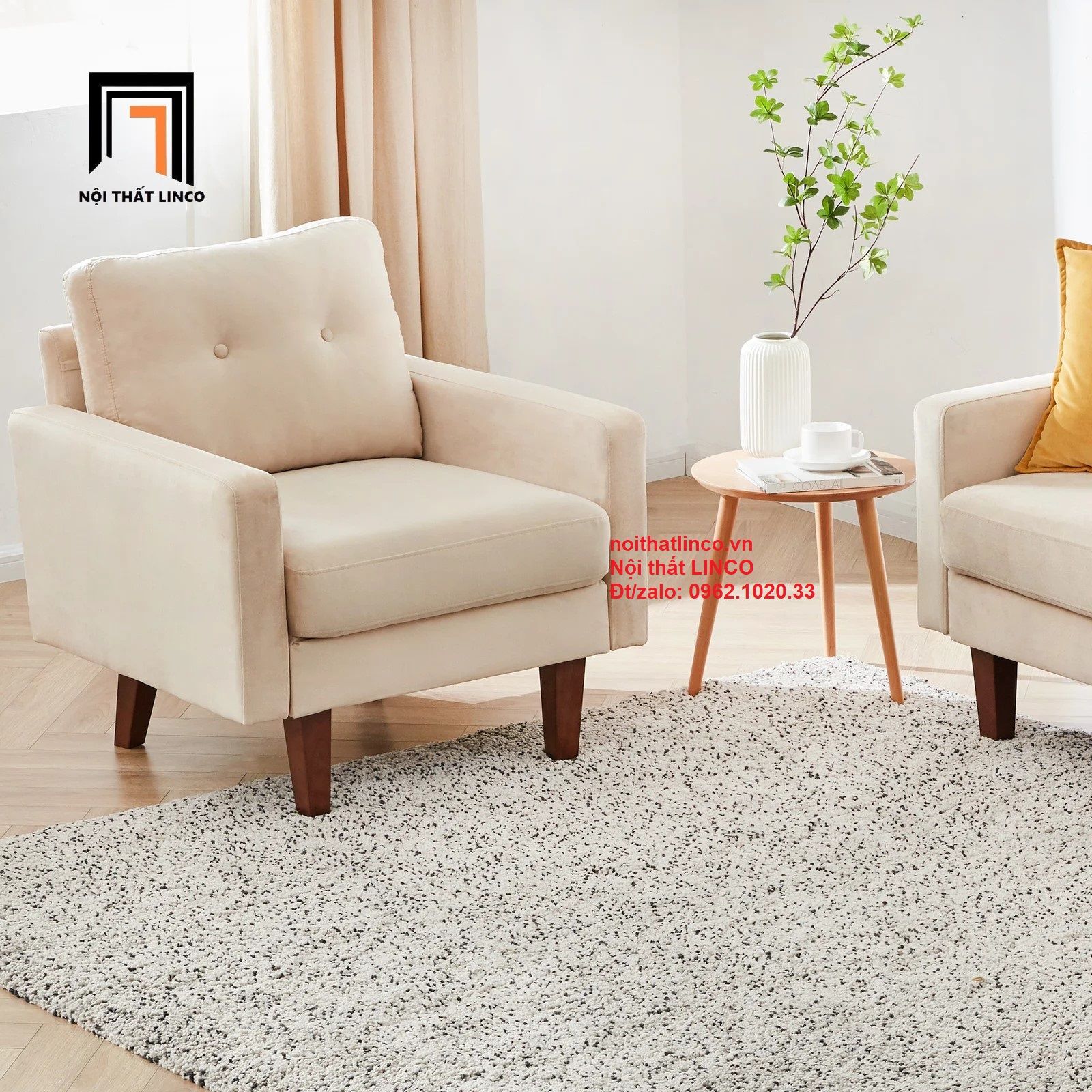 Ghế sofa đơn mini DT8 Brook vải nhung hiện đại giá rẻ