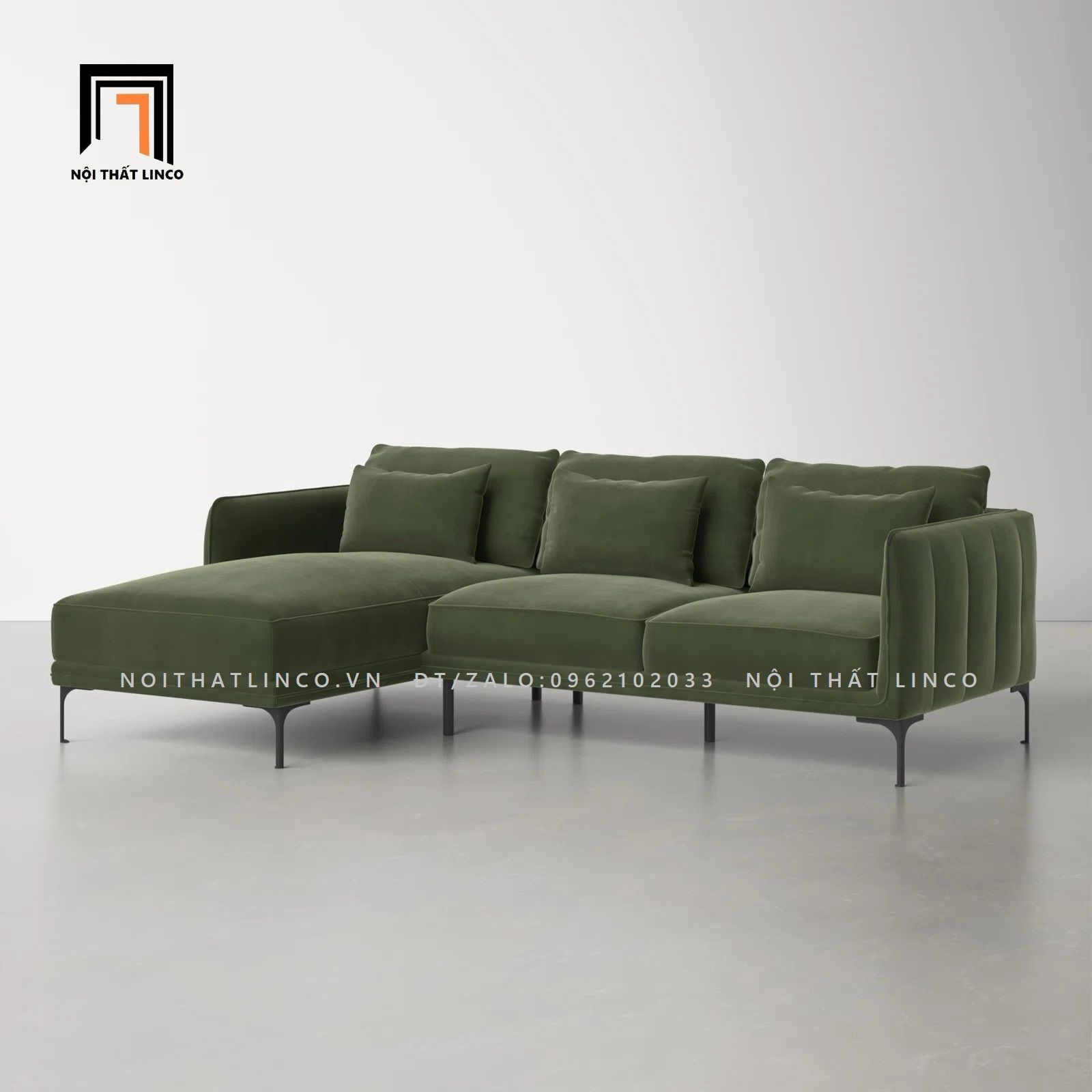 Ghế sofa góc L GT73 Orchad 2m2 x 1m6 vải nhung nỉ