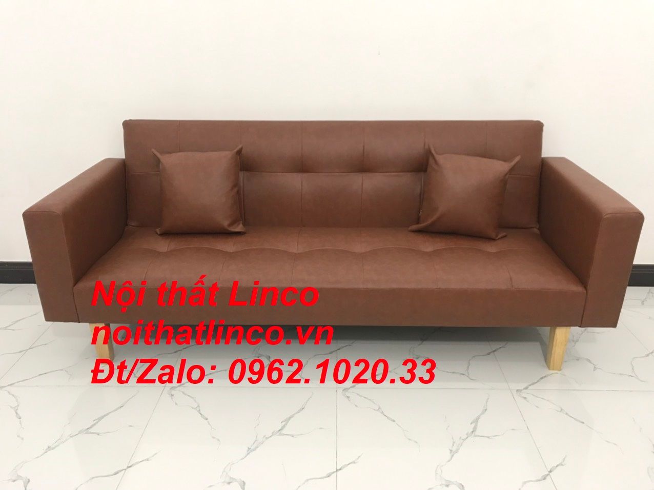 Bộ ghế sofa băng đa năng dài 2m bật giường nằm simili nâu