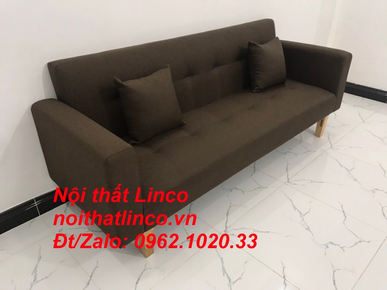 Bộ ghế sofa băng đa năng nâu cafe đậm rẻ Nội thất Linco HCM Sài Gòn SG