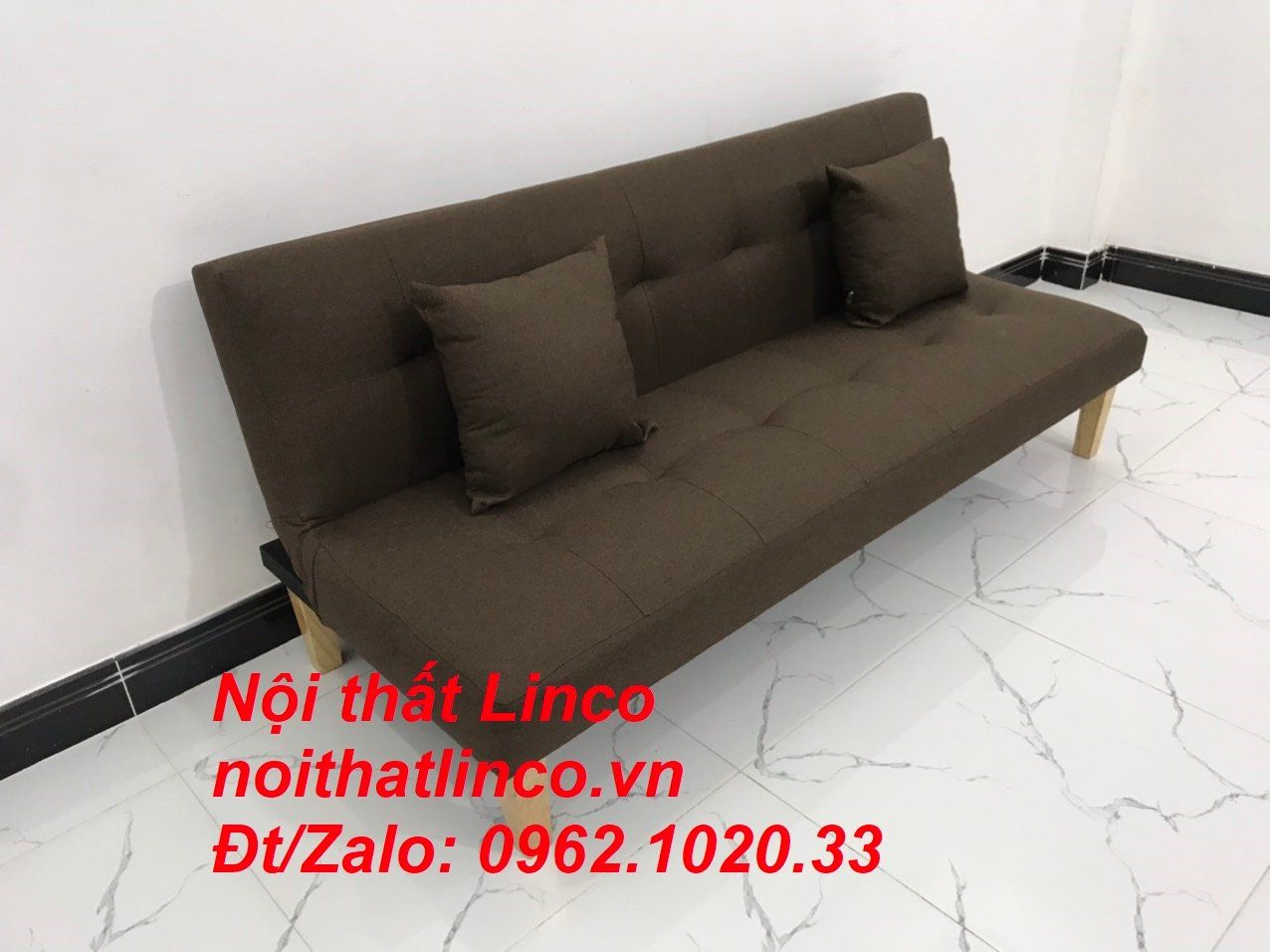 Bộ ghế sofa salon bed giường nằm 1m7 nâu cafe đậm giá rẻ