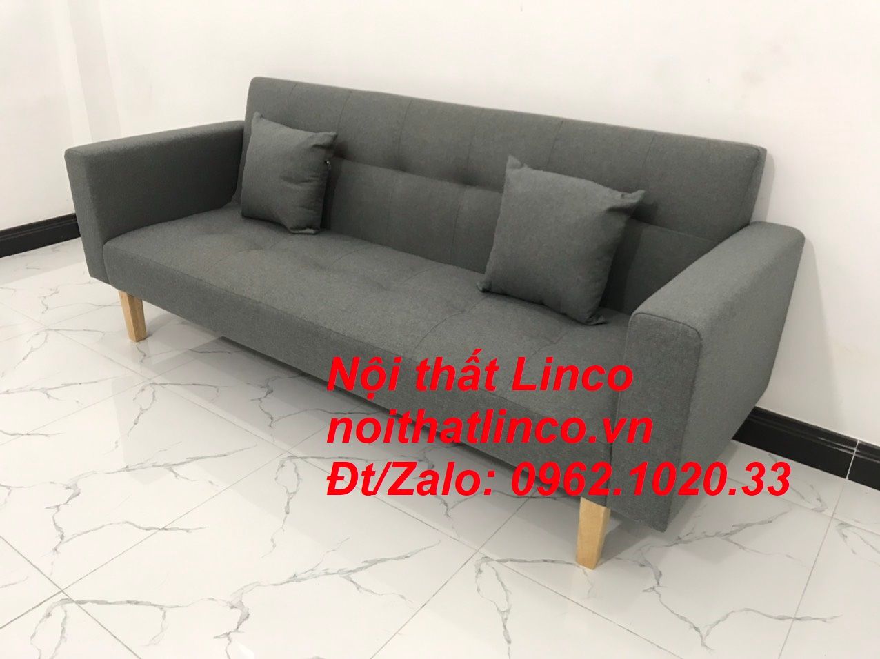Bộ ghế sofa băng đa năng 2m giường nằm xám đen lông chuột giá rẻ