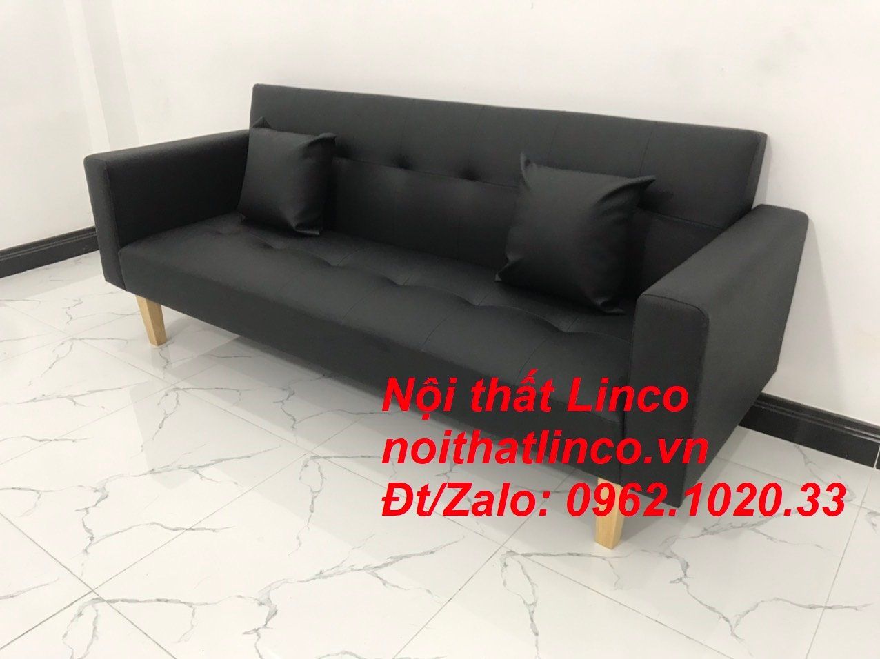 Bộ bàn ghế sofa băng đa năng mini nhỏ simili đen dài 2m