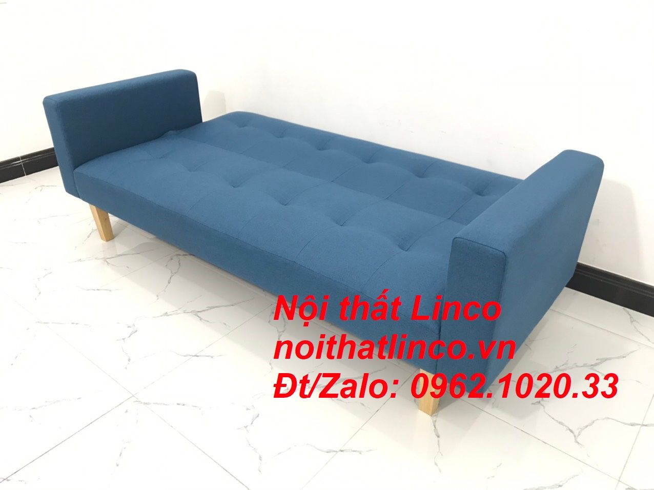 Bộ ghế sofa băng giường nằm dài 2m xanh dương nước biển