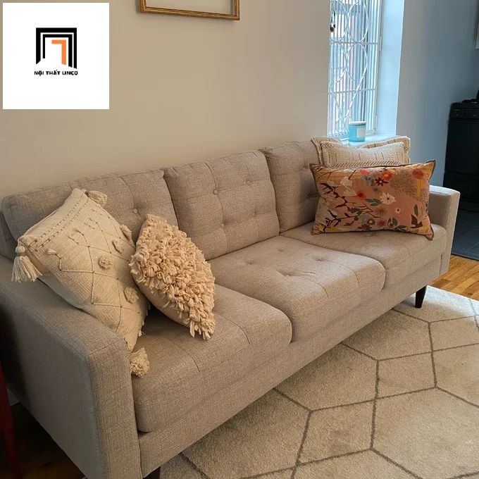 Ghế sofa băng giật nút BT8 màu xám lông chuột giá rẻ