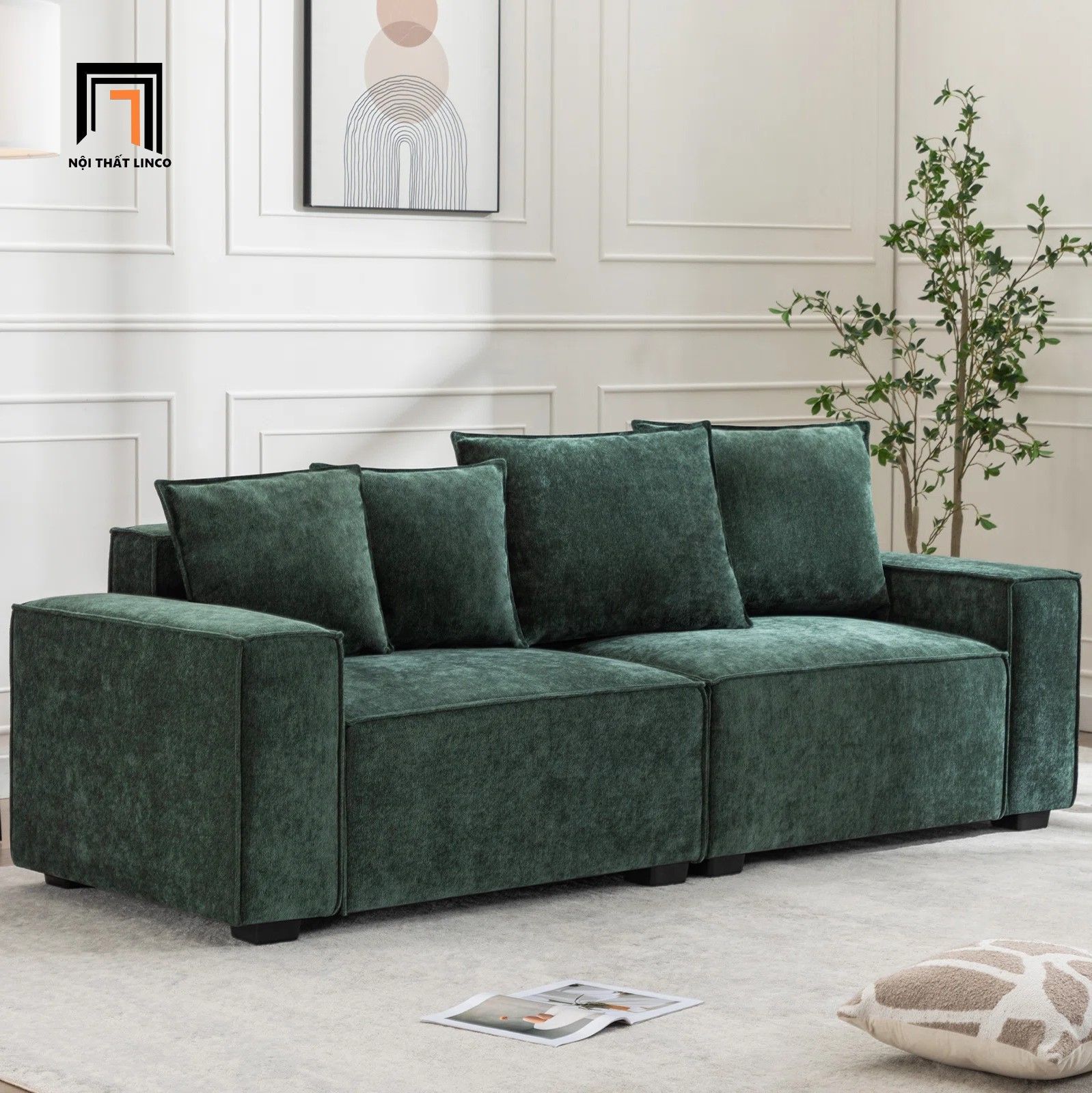 Ghế sofa băng dài 2m BT187 Aparte xám trắng cho căn hộ chung cư