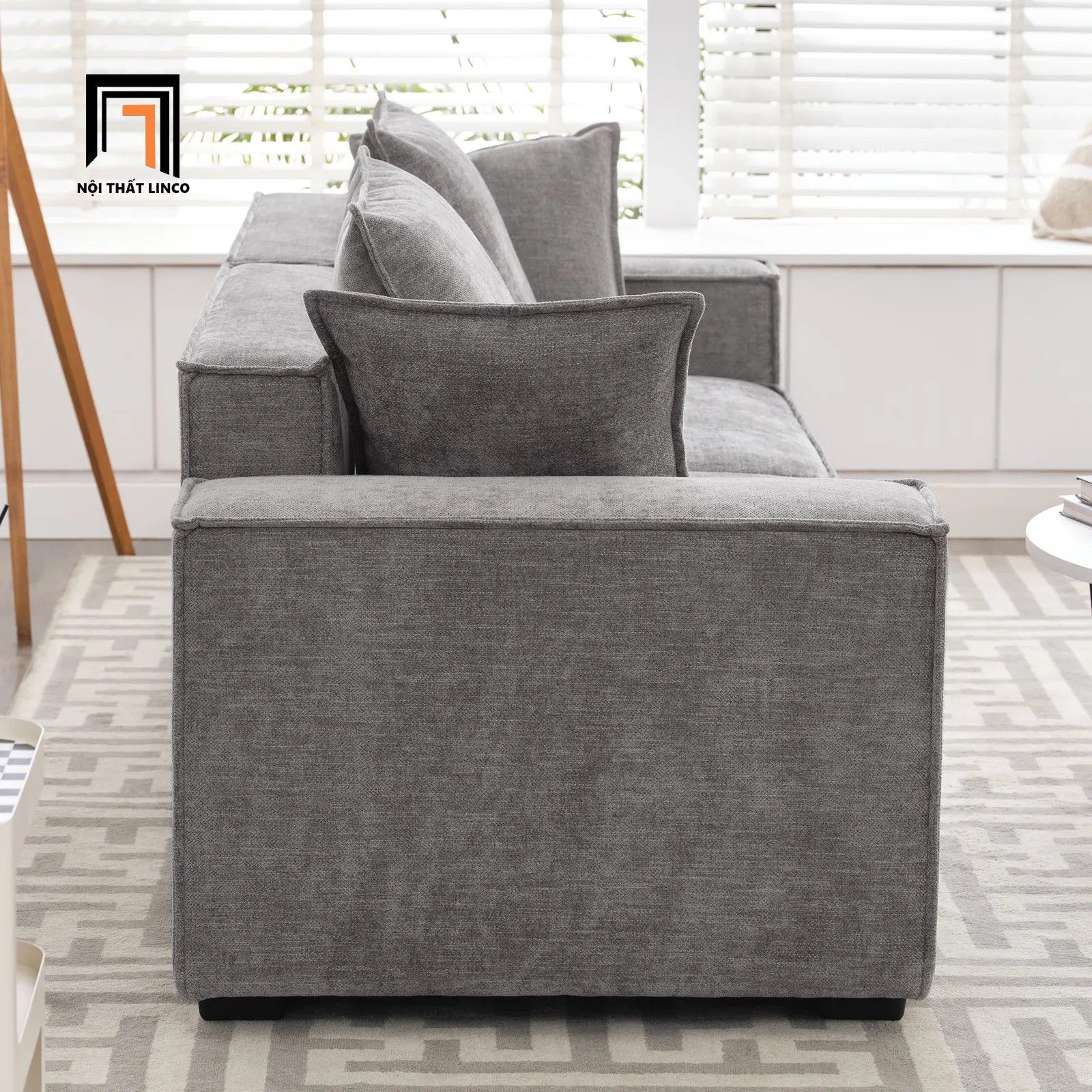 Ghế sofa băng dài 2m BT187 Aparte xám trắng cho căn hộ chung cư