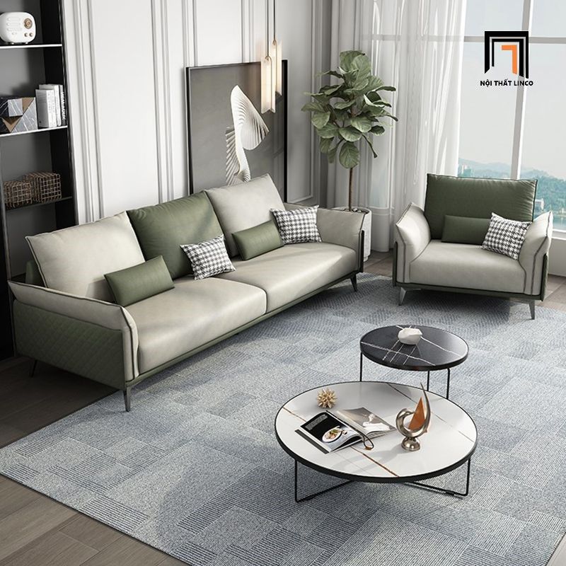 Ghế sofa văng dài 2m2 phối màu da giả BT292 Sumatra hiện đại