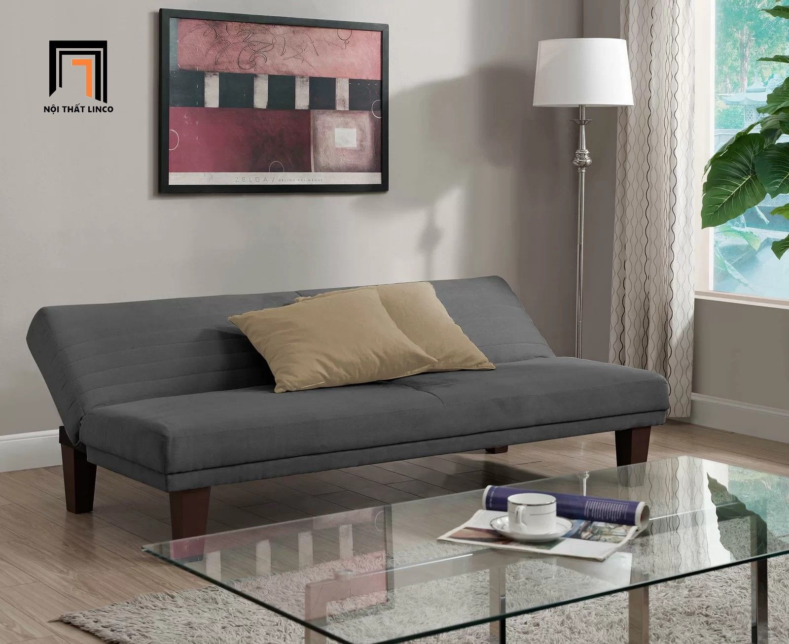 Ghế sofa giường nằm giá rẻ GB88 Torino dài 1m7 vải nhung